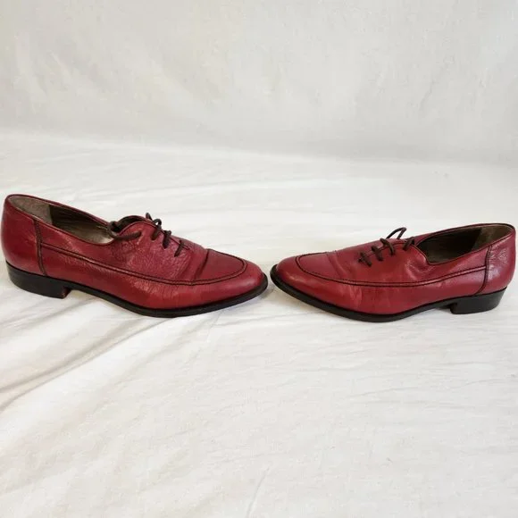 SANTONI Vintage Retro Oxfords Red Shoes Size U.K. 7.5 / U.S. 9.5 Made ITALY! - Picture 4 of 16